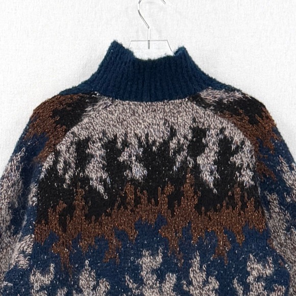 MISSONI UOMO Vintage 80s Cardigan Sweater Coat Mens Large Brown Blue Funnel Neck - Picture 7 of 16